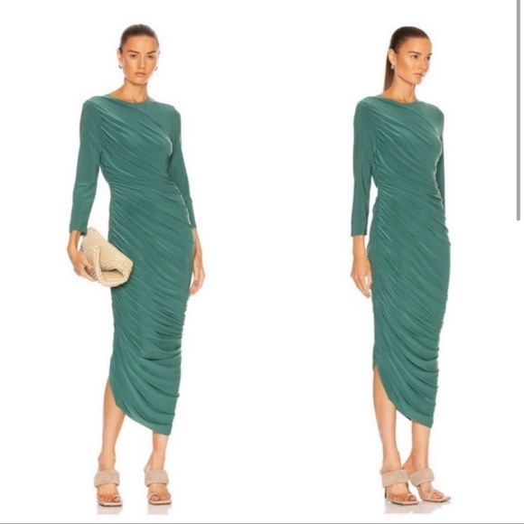 Norma Kamali Women's Green Long Sleeve Diana Gown - Picture 9 of 15